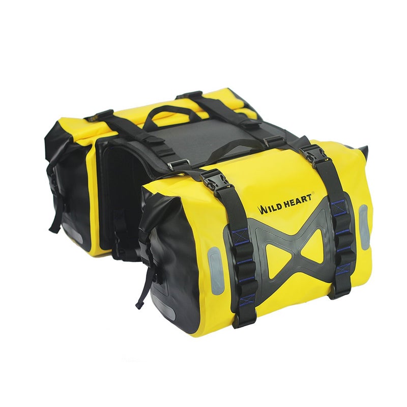 WILD HEART Waterproof bag Motorcycle saddlebag 50L Tank bag Motor Side bag (Yellow) - Image 1